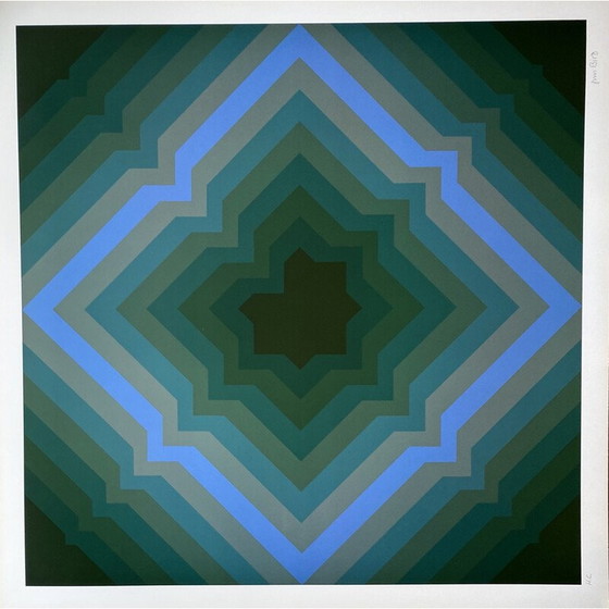 Image 1 of Photolithographie d'époque "Hommage à Vasarely" par Jim Bird pour Poligrafa, Barcelone 1970