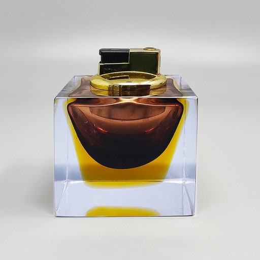 1960S Stunning Brown Table Lighter In Murano Sommerso Glass By Flavio Poli For Seguso