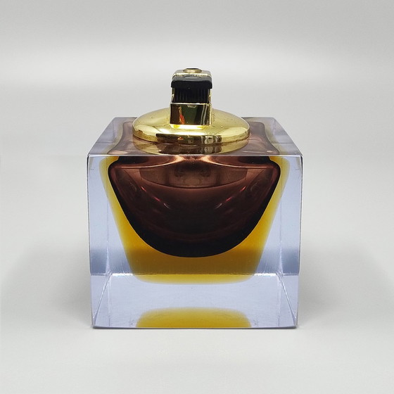 Image 1 of 1960S Stunning Brown Table Lighter In Murano Sommerso Glass By Flavio Poli For Seguso