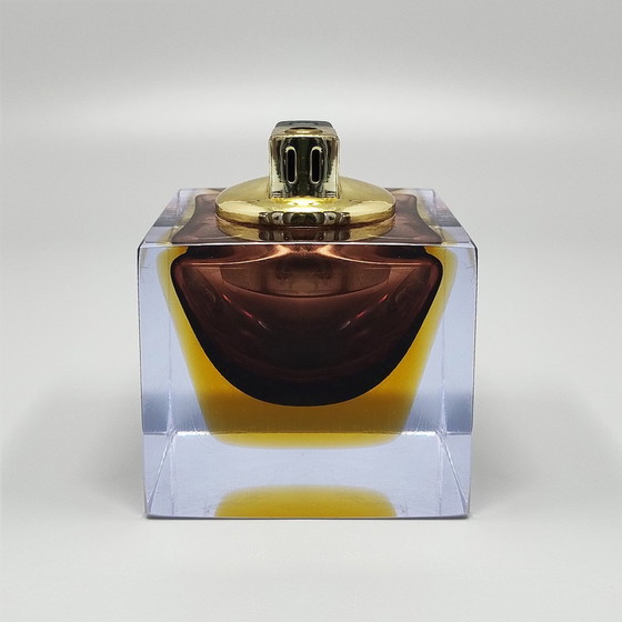 Image 1 of 1960S Stunning Brown Table Lighter In Murano Sommerso Glass By Flavio Poli For Seguso