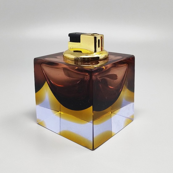 Image 1 of 1960S Stunning Brown Table Lighter In Murano Sommerso Glass By Flavio Poli For Seguso