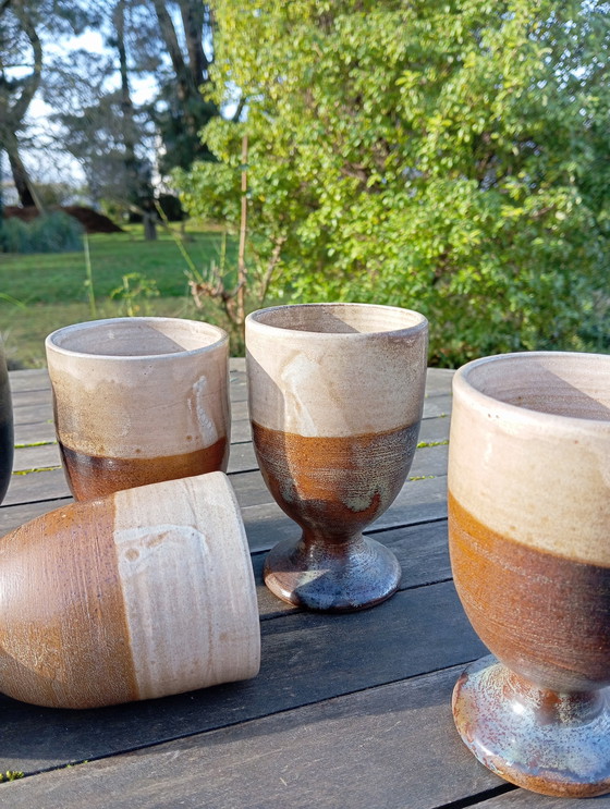 Image 1 of 5 Tasses / Mugs/ Mazagrans Grès Bi-Ton Artisanat 1970'S France