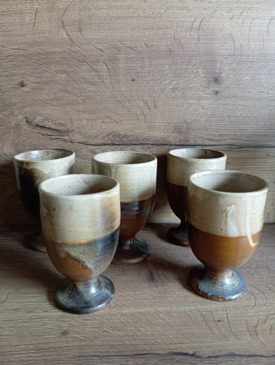 Image 1 of 5 Tasses / Mugs/ Mazagrans Grès Bi-Ton Artisanat 1970'S France