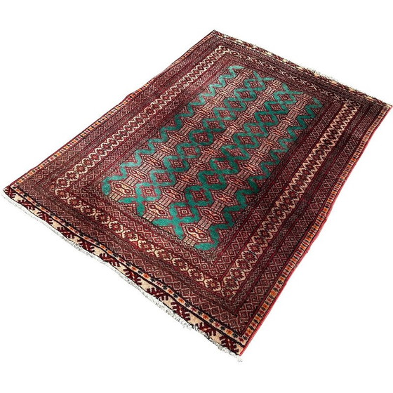 Image 1 of Tapis persan vintage noué à la main en laine et soie, 1970