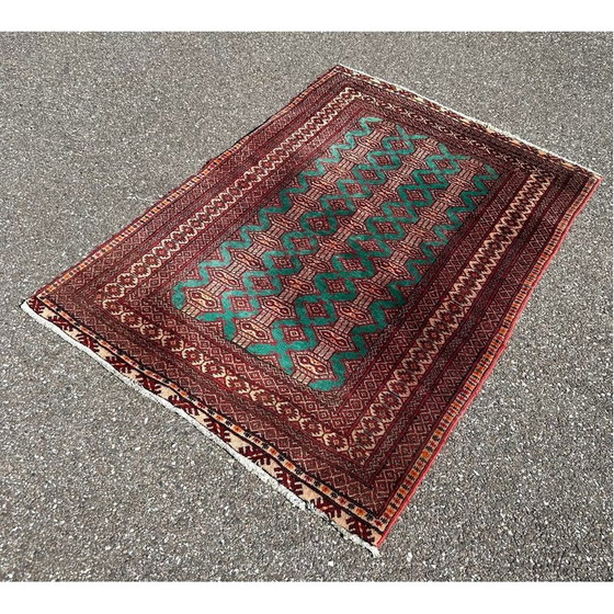 Image 1 of Tapis persan vintage noué à la main en laine et soie, 1970