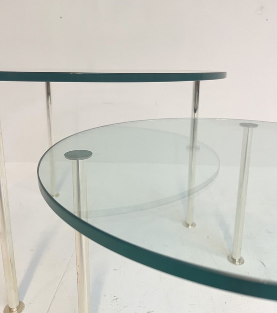 Image 1 of Ensemble de tables d'appoint en verre (2), style hollywoodien, années 1970