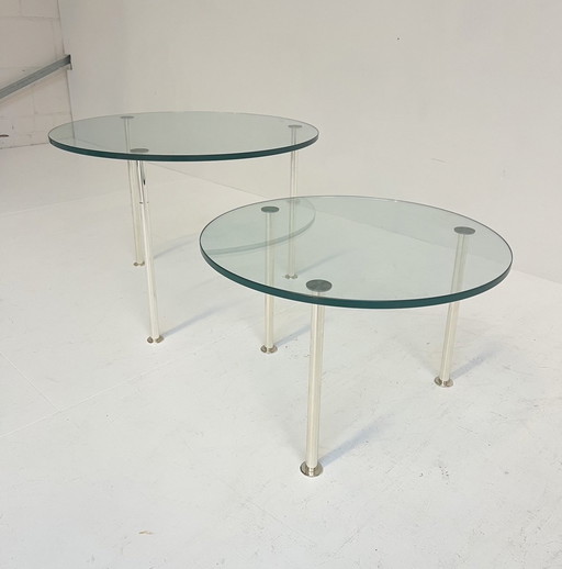 Ensemble de tables d'appoint en verre (2), style hollywoodien, années 1970