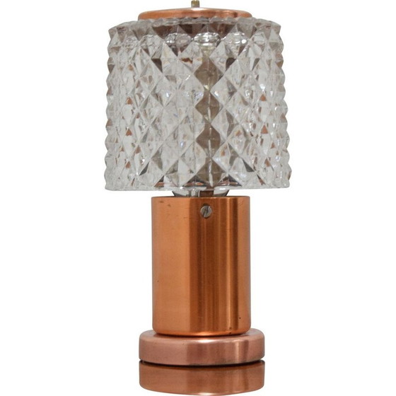Image 1 of Lampe de table vintage en cuivre et verre taillé par Kamenicky Senov, Tchécoslovaquie 1970