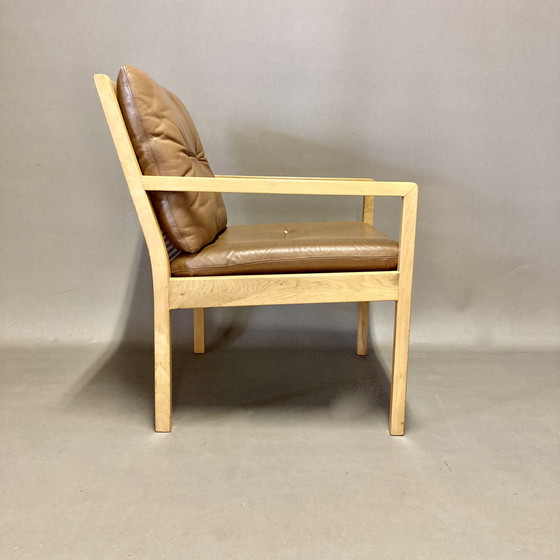 Image 1 of Suite de Trois Fauteuils Cuir Design Scandinave "Bernt Petersen" 1960