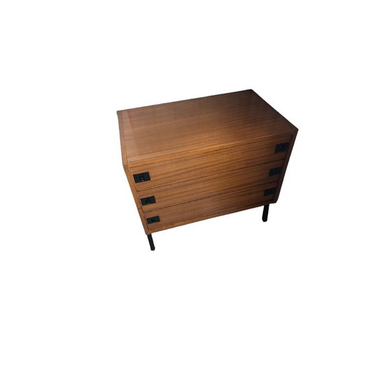 Image 1 of Commode vintage en teck à 3 tiroirs par René Jean Caillette