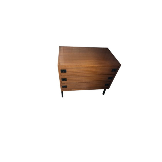 Image 1 of Commode vintage en teck à 3 tiroirs par René Jean Caillette