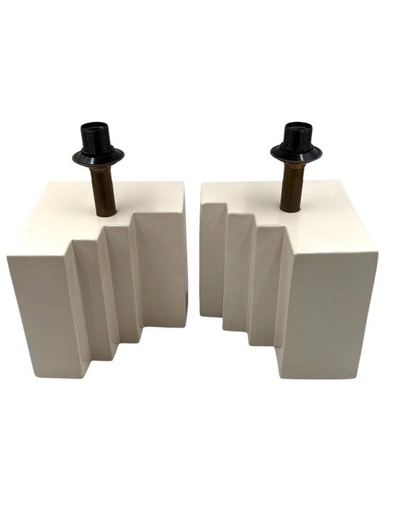 Image 1 of Ensemble de 2 lampes de table en céramique Hollywood Regency, France, années 1970