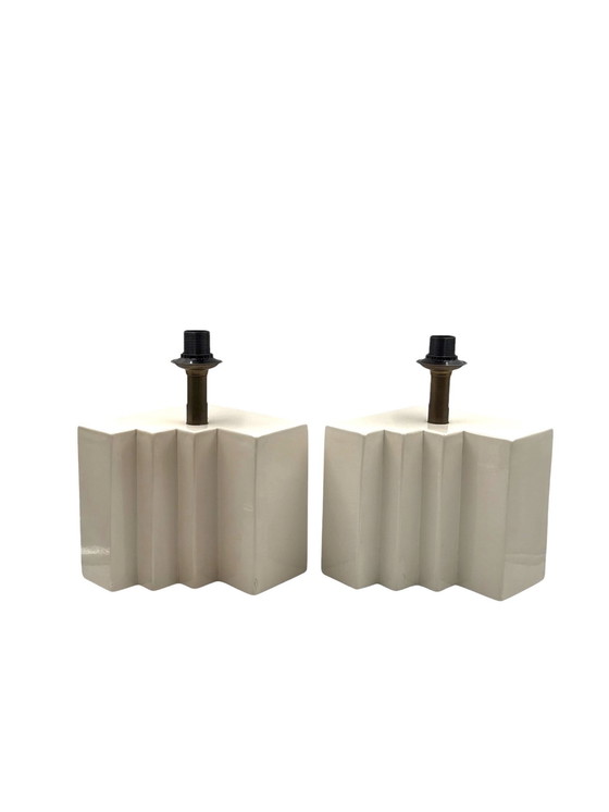 Image 1 of Ensemble de 2 lampes de table en céramique Hollywood Regency, France, années 1970