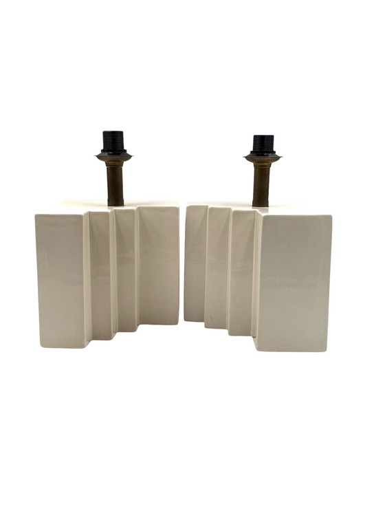 Image 1 of Ensemble de 2 lampes de table en céramique Hollywood Regency, France, années 1970