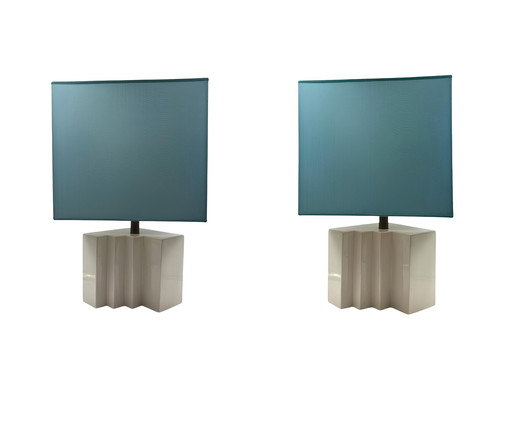 Ensemble de 2 lampes de table en céramique Hollywood Regency, France, années 1970