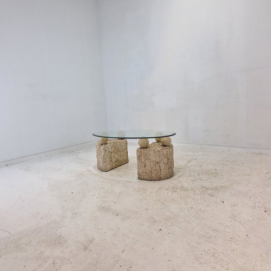 Image 1 of Table basse vintage en pierre fossile par Magnussen Ponte, 1980