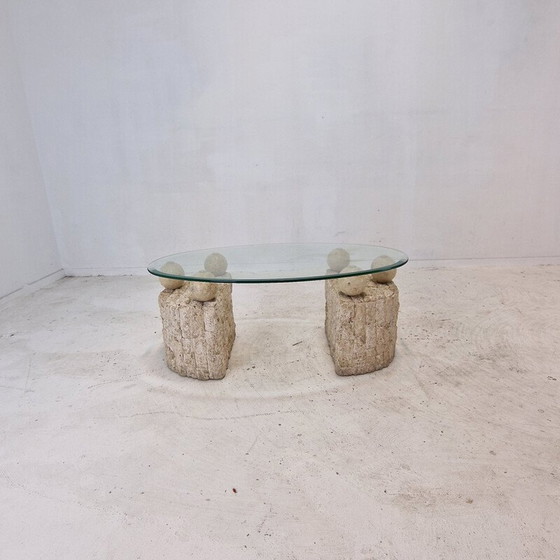 Image 1 of Table basse vintage en pierre fossile par Magnussen Ponte, 1980