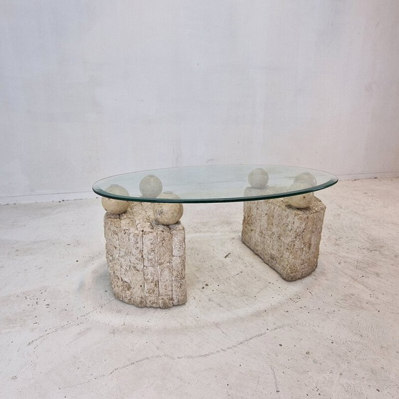 Image 1 of Table basse vintage en pierre fossile par Magnussen Ponte, 1980