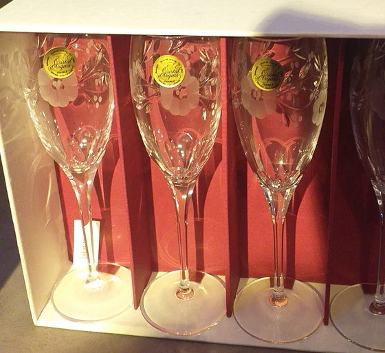 Image 1 of Flûtes Champagne Neuves 18 Cl Cristal D'Arques Modèle Sirius Verre Taillé