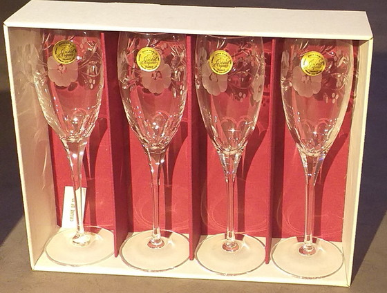 Image 1 of Flûtes Champagne Neuves 18 Cl Cristal D'Arques Modèle Sirius Verre Taillé