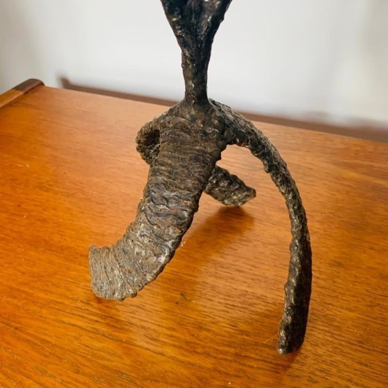 Image 1 of Chandelier vintage brutaliste en fer lourd