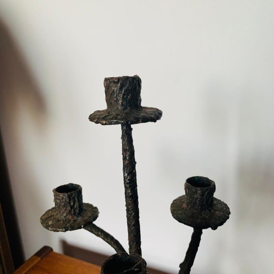 Image 1 of Chandelier vintage brutaliste en fer lourd