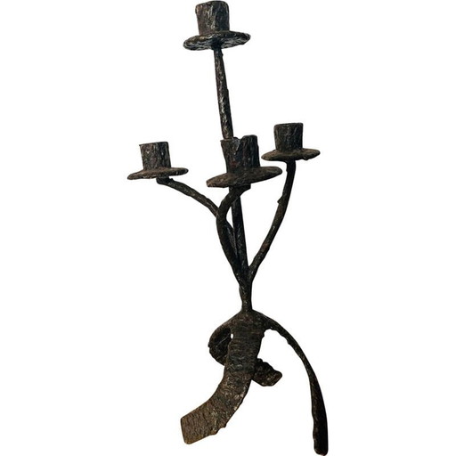 Chandelier vintage brutaliste en fer lourd