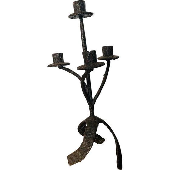 Image 1 of Chandelier vintage brutaliste en fer lourd