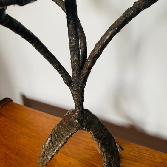 Image 1 of Chandelier vintage brutaliste en fer lourd