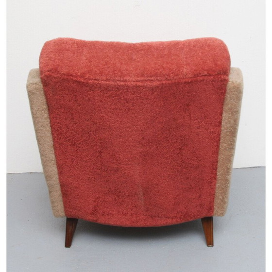 Image 1 of Fauteuil du milieu du siècle en beige et rouge, années 1950
