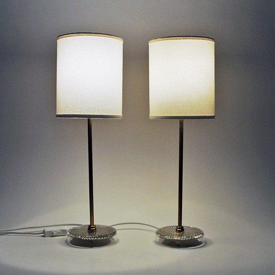 Image 1 of Paire de lampes de table vintage en laiton suédois par M.E Eskilstuna, années 1960