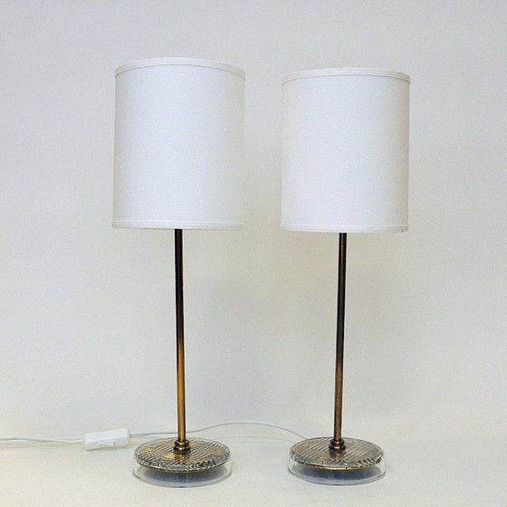 Image 1 of Paire de lampes de table vintage en laiton suédois par M.E Eskilstuna, années 1960