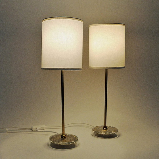 Image 1 of Paire de lampes de table vintage en laiton suédois par M.E Eskilstuna, années 1960