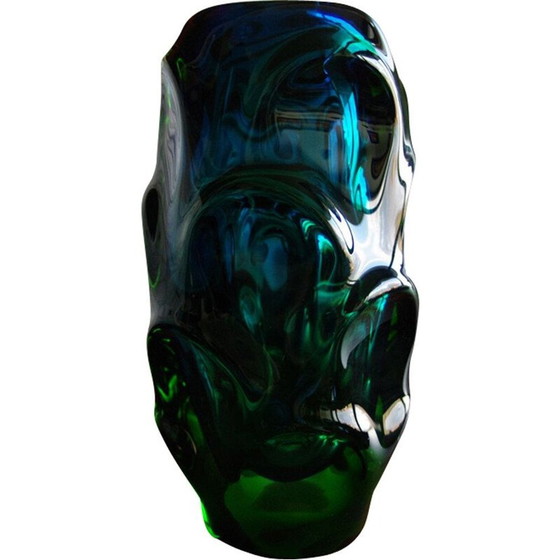 Image 1 of Vase vintage en verre bleu par Pavel Hlava