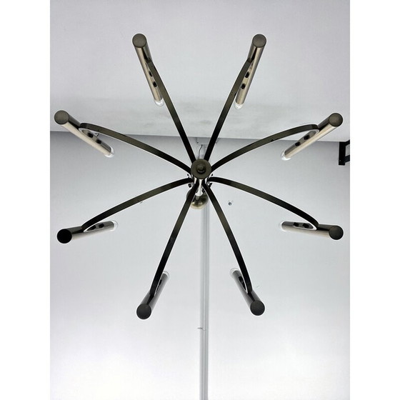 Image 1 of Lustre vintage à 8 lumières en laiton pour Sciolari, Italie 1970