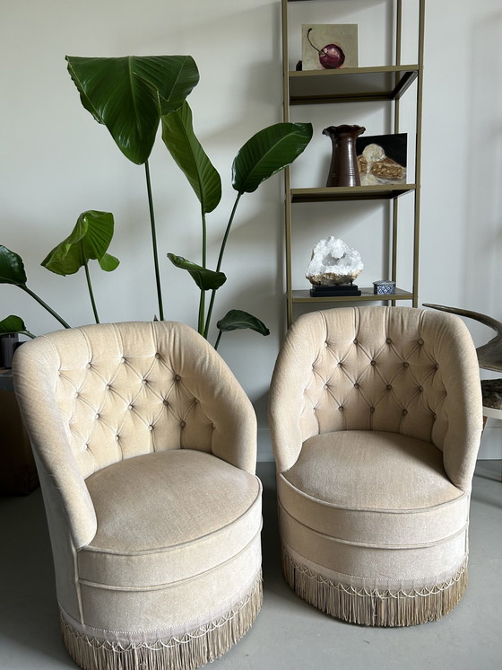 Image 1 of 2x Velvet Vintage Club Armchair