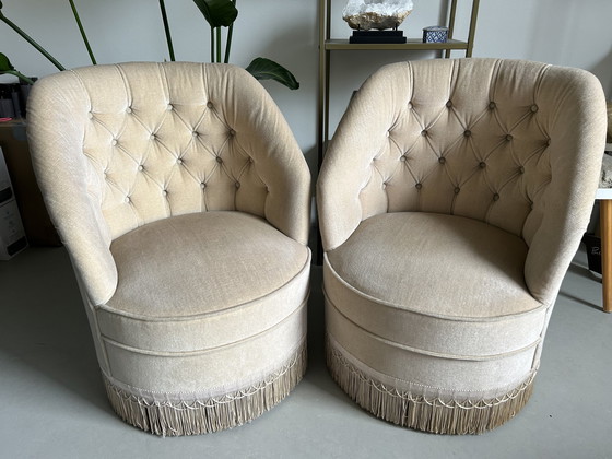 Image 1 of 2x Velvet Vintage Club Armchair