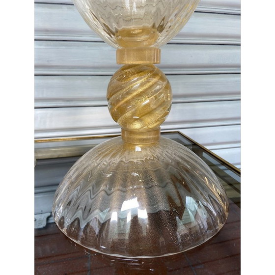 Image 1 of Paire de vases vintage en verre de Murano doré, 1980