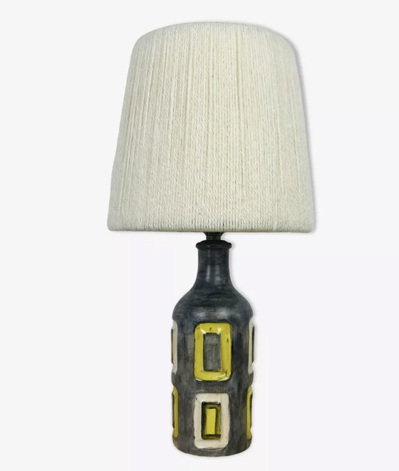 Image 1 of Lampe Céramique Années 50, Abat Jour Lain