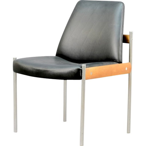 Fauteuil vintage en cuir et métal par Sven Ivar Dysthe pour Dokka Møbler, 1960