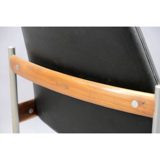 Image 1 of Fauteuil vintage en cuir et métal par Sven Ivar Dysthe pour Dokka Møbler, 1960