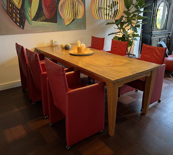 Image 1 of 6X chaise de salle à manger en cuir Gealux avec roues.