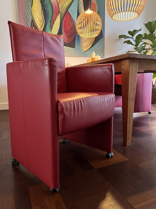 6X chaise de salle à manger en cuir Gealux avec roues.