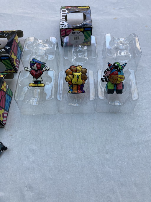 3 Figurines Romero Britto. Boîte Neuve, Première Édition, 2011.