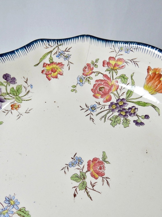 Image 1 of Coupe Longchamp Terre De Fer Ancienne Faïence Polychrome