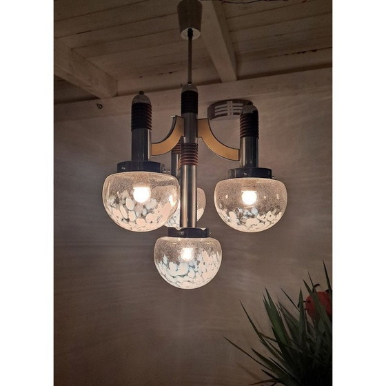 Image 1 of Lustre vintage avec quatre globes en verre, 1970