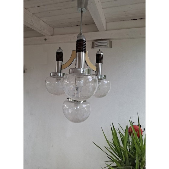 Image 1 of Lustre vintage avec quatre globes en verre, 1970