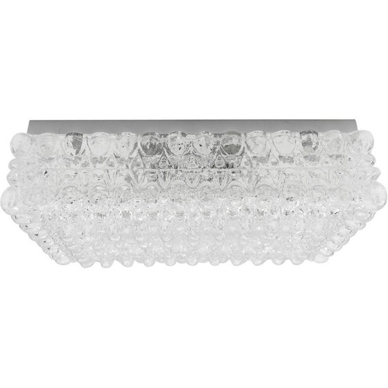 Image 1 of Plafonnier Bega vintage carré en verre bullé, 1960