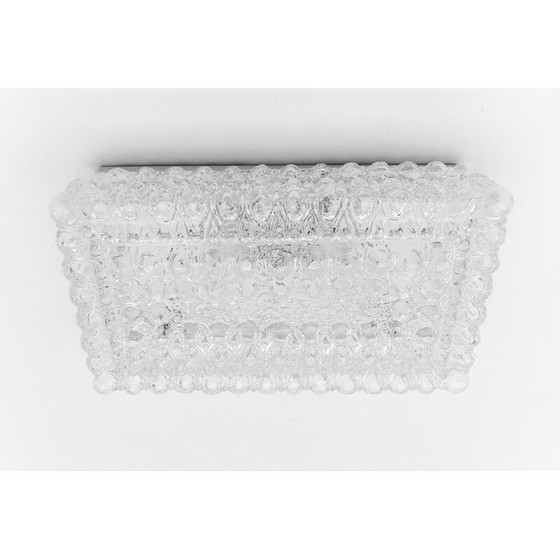 Image 1 of Plafonnier Bega vintage carré en verre bullé, 1960