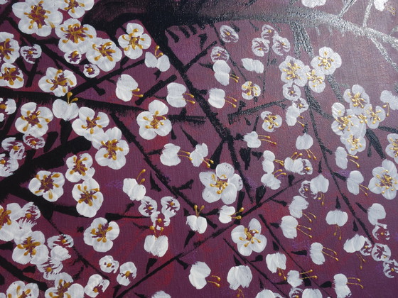 Image 1 of Peinture japonaise Sakura J392 Purple Large Painting